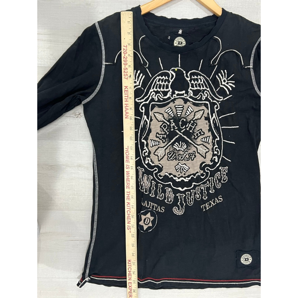 Women's Double D Ranch Black Long Sleeve Tee L with White Embroidery - Picture 8 of 8